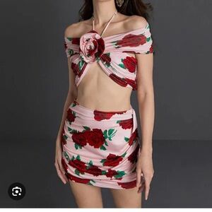 Floral Off-Shoulder Skirt Set
